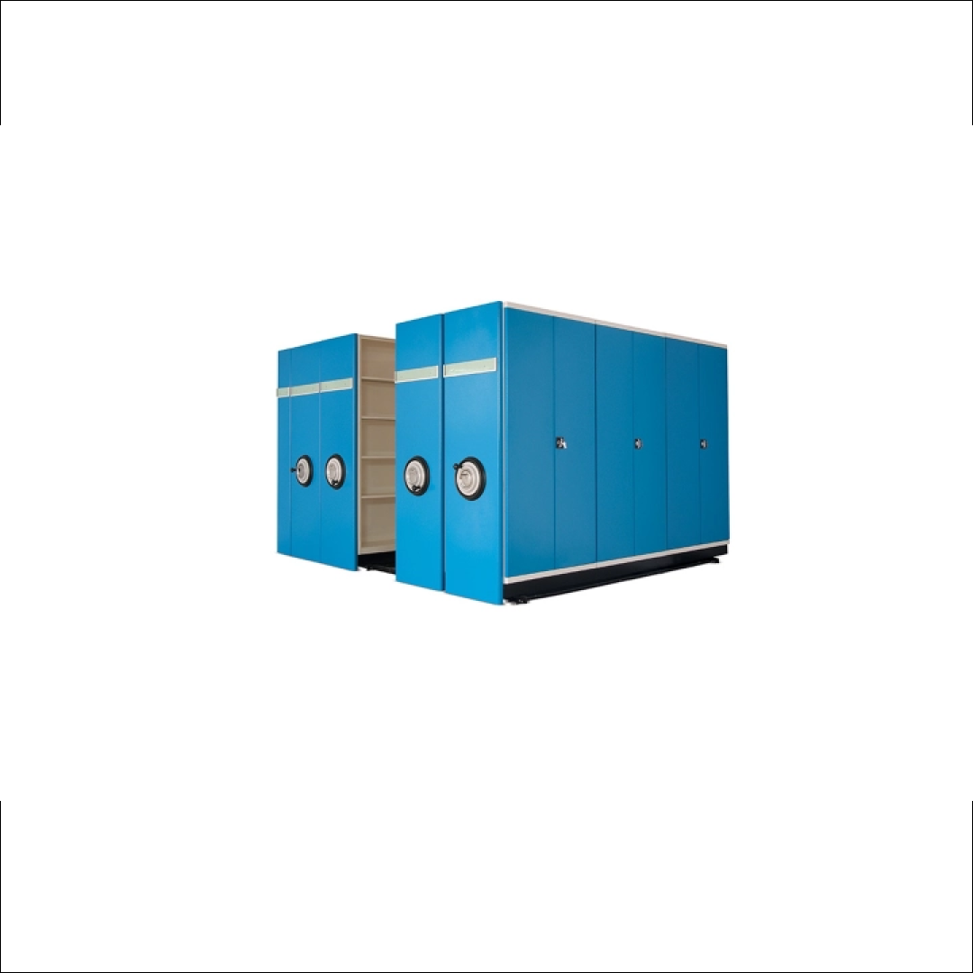 COMPACT arşiv dolabı, ray sistemi ve volan detayı